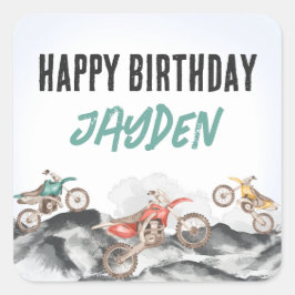 Adesivo Quadrado Motor Dirt Bike Fast Um primeiro aniversario