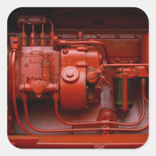 Adesivo Quadrado Motor do trator vermelho