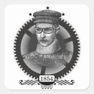 Adesivo Quadrado Motorista de Steampunk