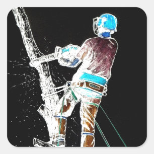 Adesivo Quadrado motosserra do cirurgião de árvores elétricas