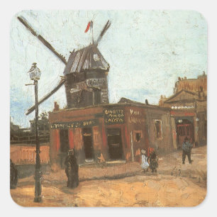 Adesivo Quadrado Moulin de la Galette por Vincent van Gogh, moinho