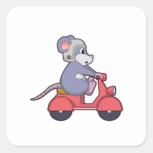 Adesivo Quadrado Mouse como Biker com Patinete.PNG (Frente)