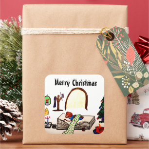 ADESIVO QUADRADO MOUSE DE DORMAÇÃO DE NATAL