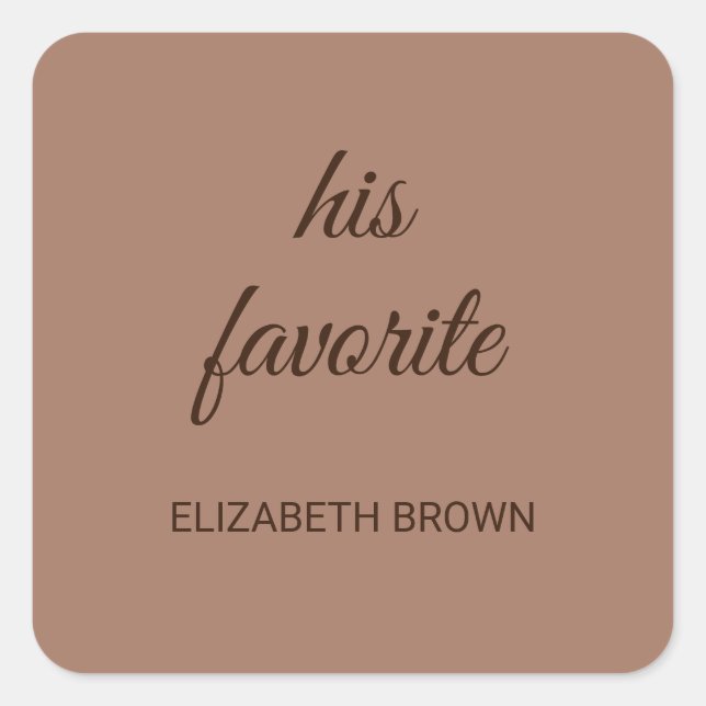 Adesivo Quadrado Mousse Simples Elegante Mocha com Casamento Monogr (Frente)