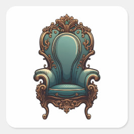 Adesivo Quadrado Móveis Antigos, Estilo de Cartoon, Cadeira Antica