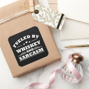 Adesivo Quadrado movido a uísque e sarcasmo