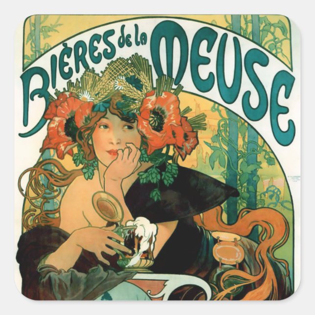 Adesivo Quadrado Mucha: Bieres de la Meuse (Frente)