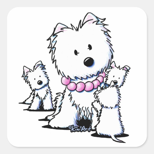 Adesivo Quadrado Muda Mamãe e Pups (Frente)