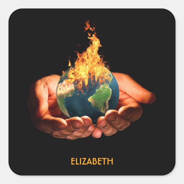 Adesivo Quadrado Mudança climática O Aquecimento Global Da Terra Em (Frente)