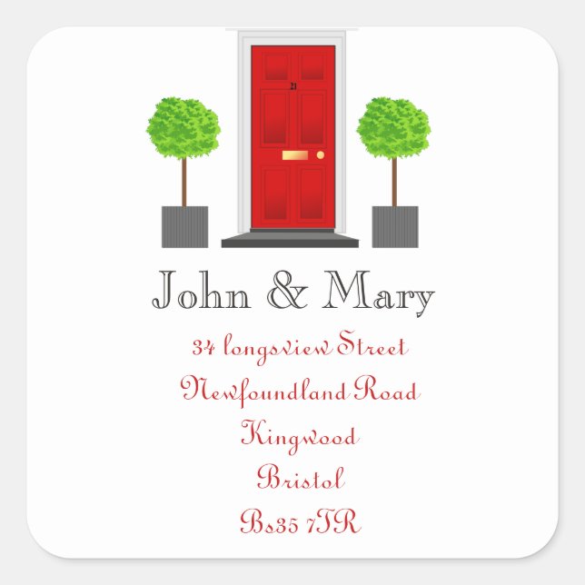 Adesivo Quadrado Mudança da porta frontal do autocolante de endereç (Frente)