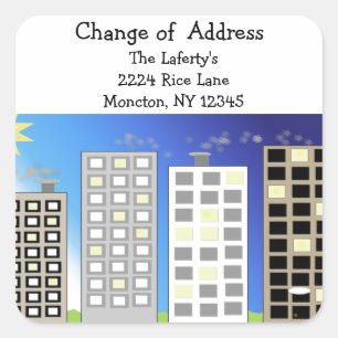 Adesivo Quadrado Mudança de endereço de edifícios altos