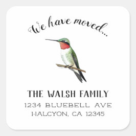 Adesivo Quadrado Mudança de endereço do Hummingbird