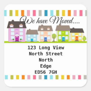 Adesivo Quadrado Mudança de endereço linha de casas