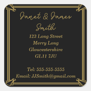 Adesivo Quadrado Mudança de Endereço - Paleta Preta e Ouro