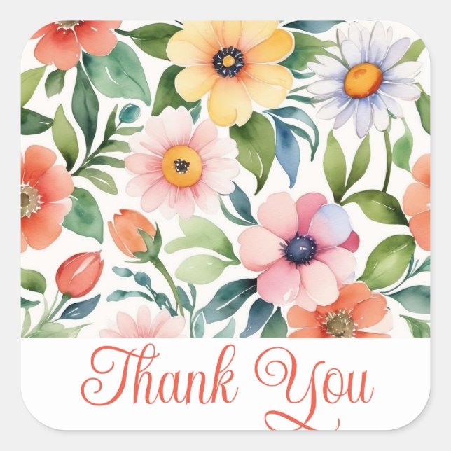 Adesivo Quadrado Muito obrigado. (Frente)