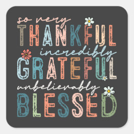 Adesivo Quadrado Muito Obrigado Incrivelmente Grata Queda