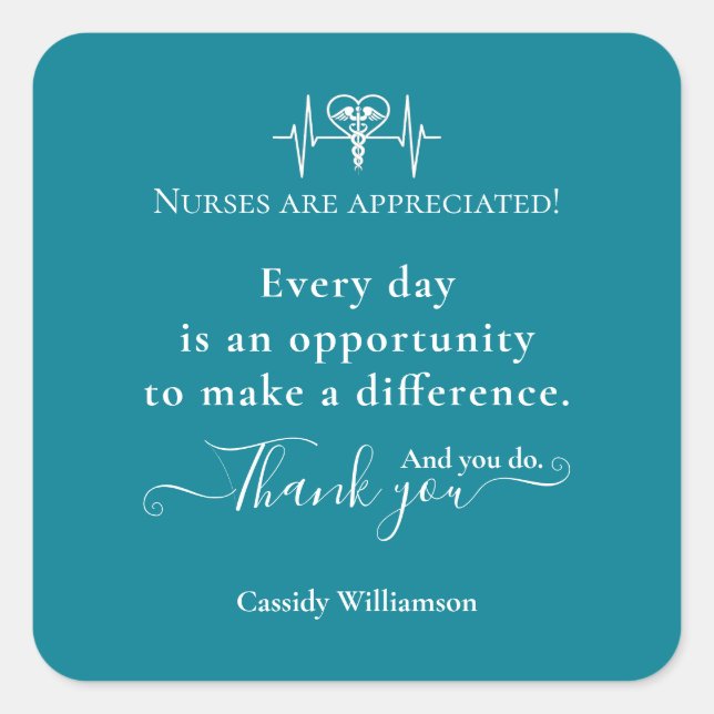 Adesivo Quadrado Muito obrigado. Mantenha o paciente personalizado. (Frente)