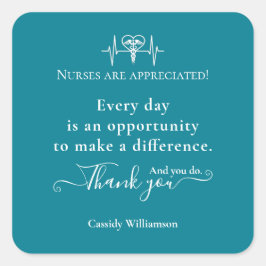 Adesivo Quadrado Muito obrigado. Mantenha o paciente personalizado.