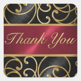 Adesivo Quadrado Muito Obrigado, Preto, Dourado.