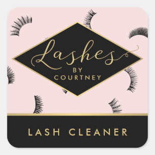 Adesivo Quadrado Muitos padrões de traços Lash Salon Rosa/Preto/D