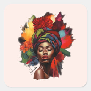 Adesivo Quadrado Mulher afro-americana empoderada