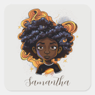 Adesivo Quadrado Mulher Afro-Americana - Irmãos Marrons
