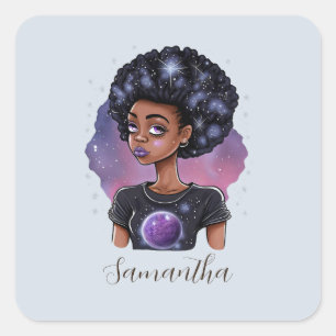 Adesivo Quadrado Mulher Afro Elegante Estimulante