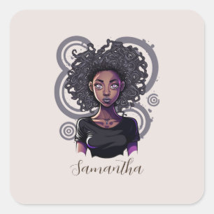 Adesivo Quadrado Mulher Afro Mágica