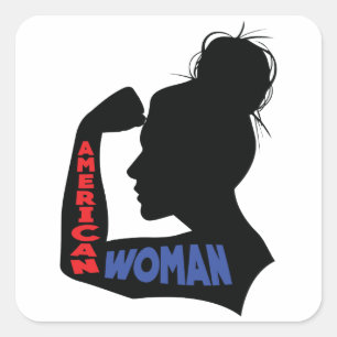 Adesivo Quadrado Mulher Americana