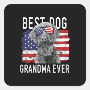 Adesivo Quadrado Mulher: Bandeira Americana Melhor Cão Vovó Já G