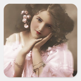 Adesivo Quadrado Mulher bonita do vintage