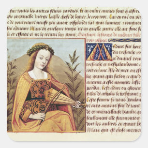 Adesivo Quadrado Mulher brincando de viol