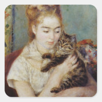 Mulher com gato por Pierre-Auguste Renoir