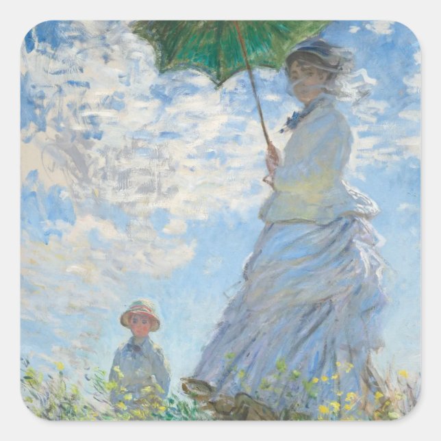 Adesivo Quadrado Mulher com Parasol (1875) - Claude Monet Fine Art (Frente)