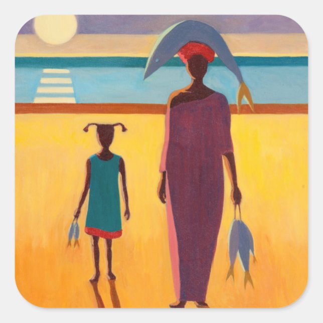 Adesivo Quadrado Mulher com Peixe (Frente)