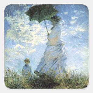 Adesivo Quadrado Mulher com um parasol
