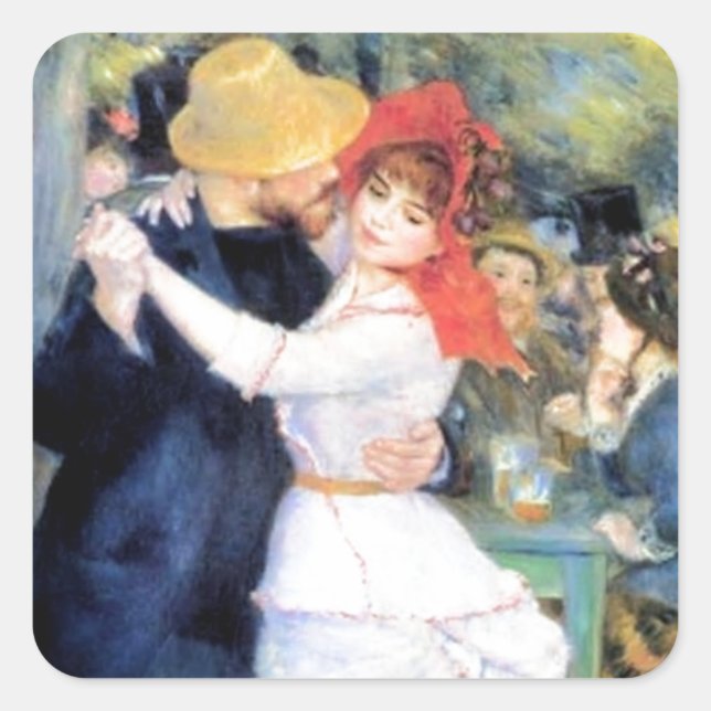 Adesivo Quadrado Mulher dançando pintura de renoir (Frente)