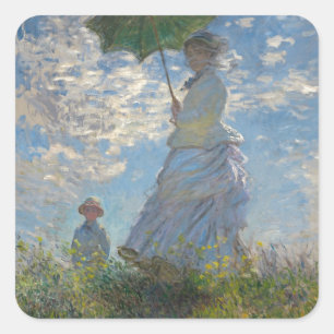 Adesivo Quadrado Mulher de Claude Monet com um parasol 1875