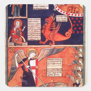 Adesivo Quadrado Mulher do apocalipse que está sendo atacado pelo