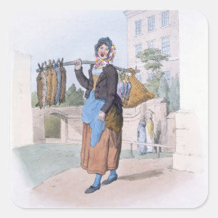 Adesivo Quadrado Mulher do coelho, do "traje de Grâ Bretanha", bar