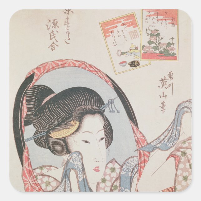 Adesivo Quadrado Mulher do Mirror, publicada no c.1830 (Frente)