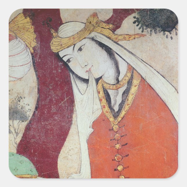 Adesivo Quadrado Mulher do Tribunal de Shah Abbas I, 1585-1627 (Frente)