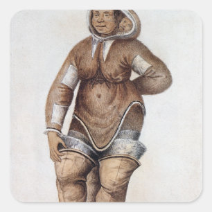 Adesivo Quadrado Mulher e bebê Eskimo