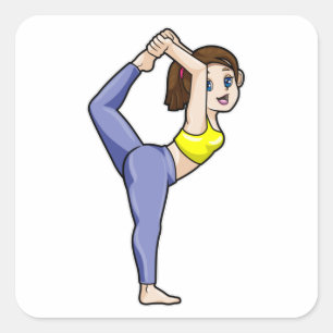 Adesivo Quadrado Mulher em exercícios de alongamento de yoga pernas