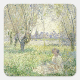Adesivo Quadrado Mulher em Willows, Monet 1880
