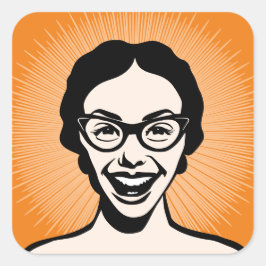 Adesivo Quadrado Mulher Feliz