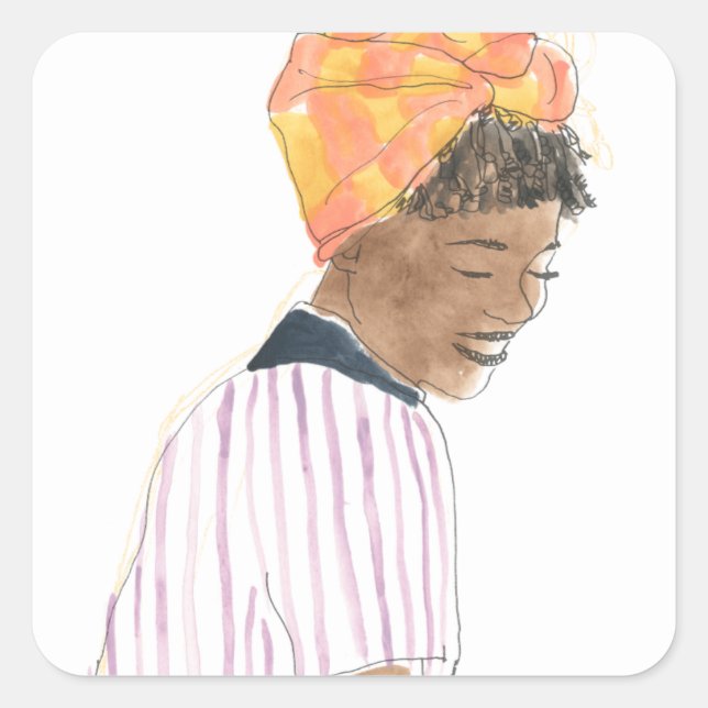 Adesivo Quadrado Mulher Forte e Bonita Sorrindo (Frente)