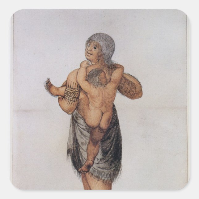 Adesivo Quadrado Mulher indiana e bebê de Pomeiooc (Frente)