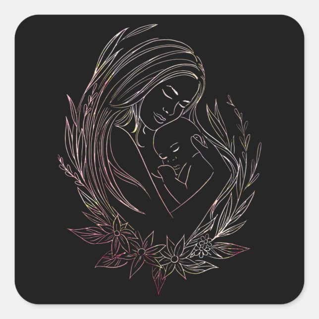 Adesivo Quadrado Mulher Mãe, Filhinha, Parteira Doula (Frente)