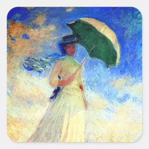 Adesivo Quadrado Mulher Monet com Parasol à Direita